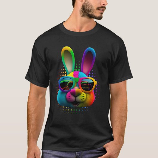 T-shirt Lapin face Cool Pâques lapin avec lunettes Pâques (Devant)