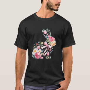 T-shirt Lapin Floral Aquarelle Pâques Printemps Pour Femme