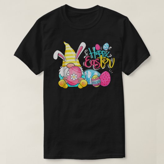 T-shirt Lapin Gnome Oeufs Rabbit Chasse Joyeux Jour de Pâq (Design devant)