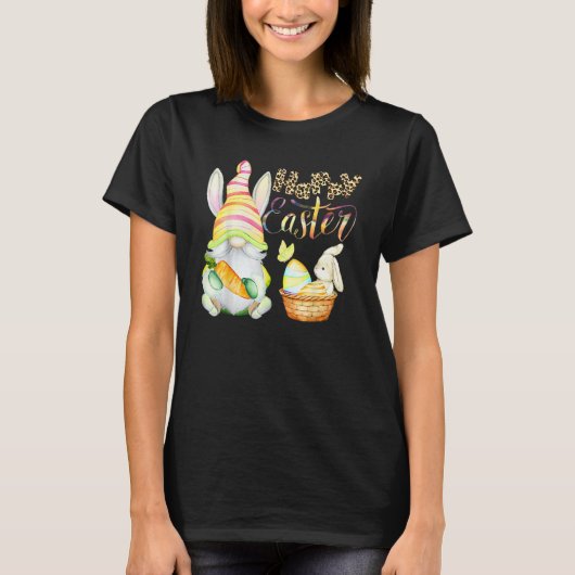 T-shirt Lapin Gnome Rabbit Oeufs Chasse Joyeux Jour de Pâq (Devant)