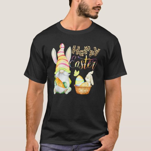 T-shirt Lapin Gnome Rabbit Oeufs Chasse Joyeux Jour de Pâq (Devant)