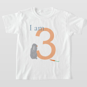 T-shirt lapin gris minimal moderne 3e anniversaire