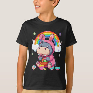 T-shirt Lapin Hippo Pâques Chasse Oeufs Panier Panier Ra c