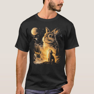 T-shirt Lapin Hurleur à la Lune Vintage 90S Animal
