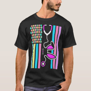 T-shirt Lapin infirmière docteur oeufs américains drapeau