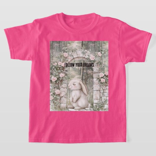 T-shirt Lapin Jardin Floral Rose Enchanté (Poser)
