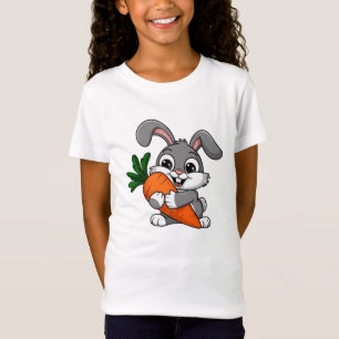 T-Shirt Lapin jouant avec une grande carotte