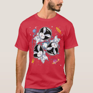 T-shirt Lapin Lapin Animal Rocket Planètes Space Scientifi