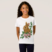 T-Shirt Lapin Lapin Fleurs Roses (Devant entier)