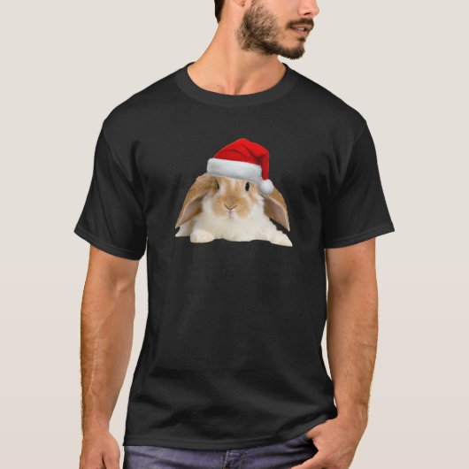 T-shirt Lapin lapin mignon Santa Hat Image drôle Noël (Devant)