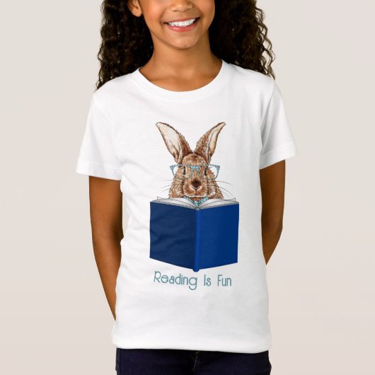 T-shirt lapin marron lisant un livre (Devant)