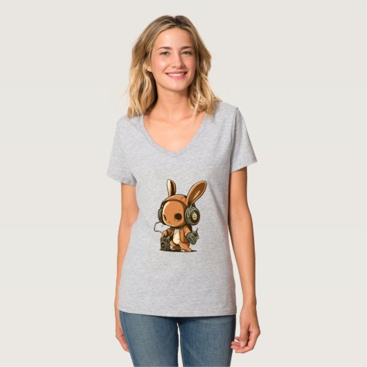 T-shirt Lapin Mélodique : Un Voyage Musical (Devant entier)