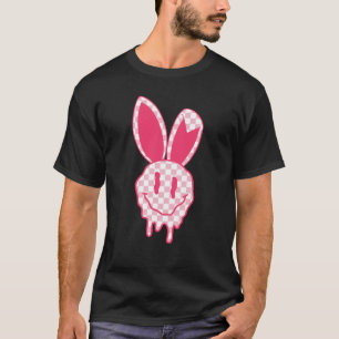 T-shirt Lapin Mignon À Carreaux Sourire Visage Heureux Lap