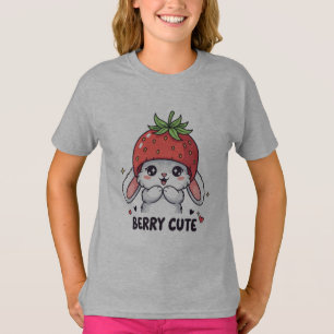 T-shirt Lapin Mignon aux Fraises – Animal Kawaii "Mignonne