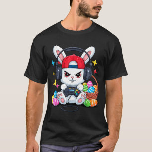 T-shirt Lapin mignon avec écouteurs jeu de Pâques