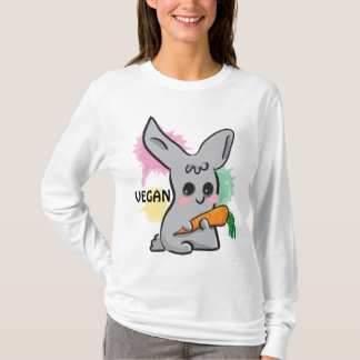 T-shirt Lapin mignon gris végétalien avec la carotte Hoody