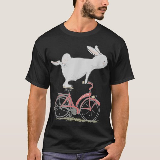 T-shirt Lapin Mignonne Sur Vélo Vélo Vélo Vélo & Cadeau (Devant)