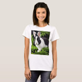 T-shirt Lapin noir et blanc, (Devant entier)