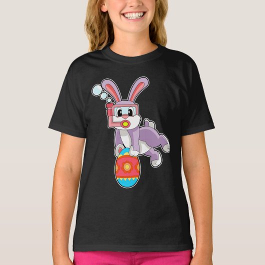 T-shirt Lapin OEuf de Pâques de Pâques Natation (Devant)
