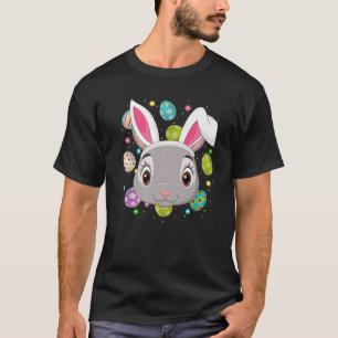 T-shirt Lapin Oeufs de Pâques Amant Drôle Lapin Lapin Face