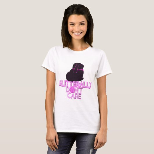 T-shirt Lapin pailleté s'en fiche (Devant entier)