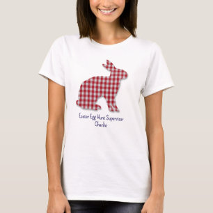 T-shirt Lapin Plaid Rouge & Blanc Silhouette Pâques femmes