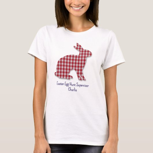 T-shirt Lapin Plaid Rouge & Blanc Silhouette Pâques femmes (Devant)