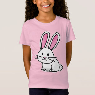 T-Shirt Lapin porte-bonheur blanc velouté longue oreilles