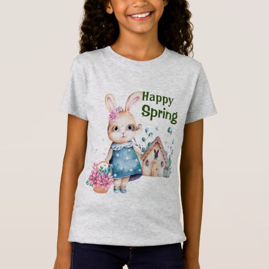 T-Shirt Lapin printanier heureux (Devant)