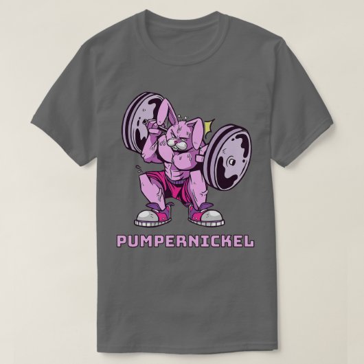 T-shirt Lapin Pumpernickel avec Barbell Bodybuilding (Design devant)