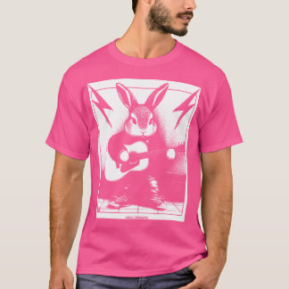 T-shirt Lapin Rockine Jouer Guitare Acoustique