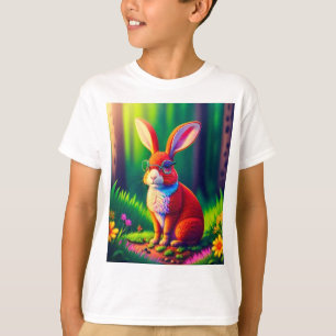 T-shirt Lapin Rouge assis sur l'herbe