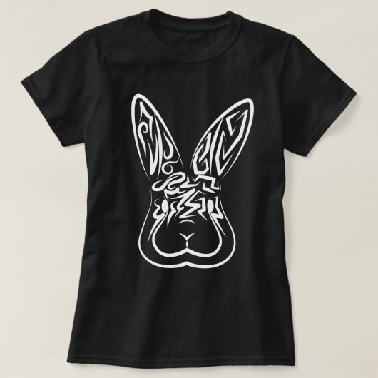 T-shirt Lapin tribal noir et blanc (Design devant)