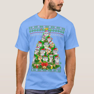 T-shirt Lapin Xmas Éclairage Arbre Père Noël Lapin Laide C
