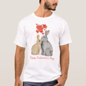 T-shirt lapins d'aquarelle Heureuse Sainte-Valentin (Devant)