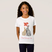 T-Shirt lapins d'aquarelle Heureuse Sainte-Valentin (Devant entier)