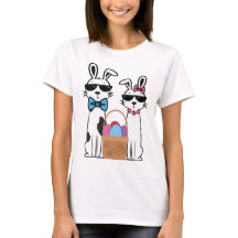 Lapins élégants avec panier de Pâques