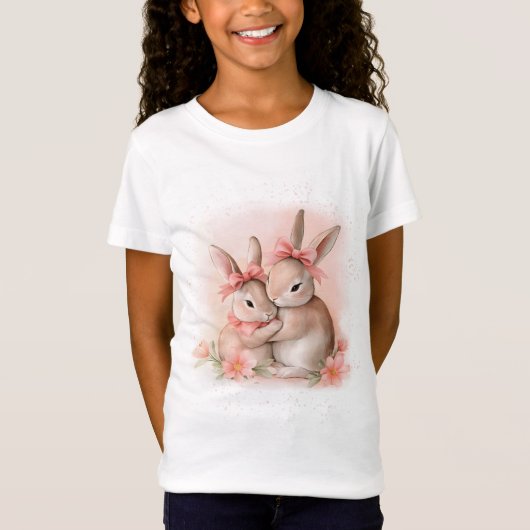 T-Shirt Lapins Mignons qui s'Enlacent (Devant)