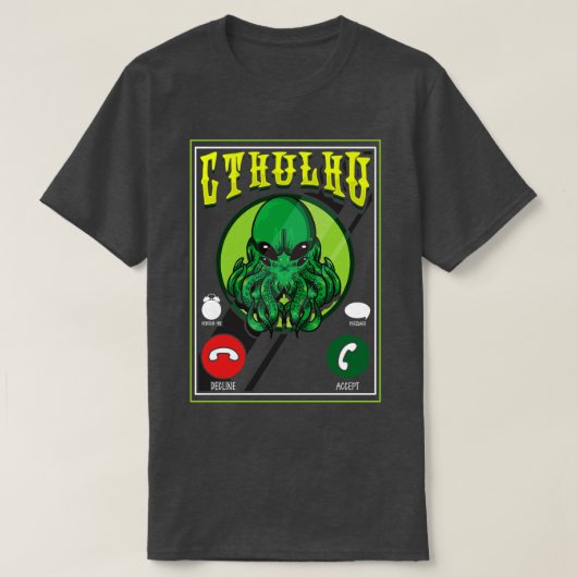 T-shirt L'Appel Du Monstre Occulte Noir Cthulhu Fictionnel (Design devant)