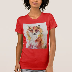 T-shirt L'Aquarelle de l'animal de la Renard Rouge