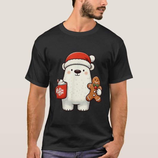 T-shirt Lar Bear Santa Hat Christmas Holiday Xmas Coffee C (Devant)
