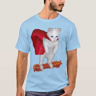 T-shirt Lard d'équitation de chat avec le cap de super