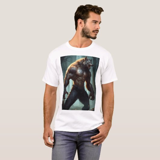 T-shirt L'argent Werewolf : Embodent de la conception de T (Devant entier)