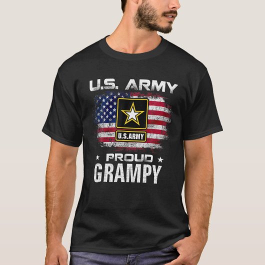 T-shirt L'Armée Américaine Fière Grampy Avec Drapeau Améri (Devant)