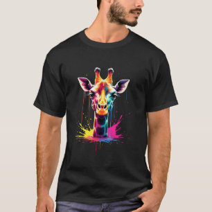 T-shirt L'art animal africain La girafe colorée pour drôle
