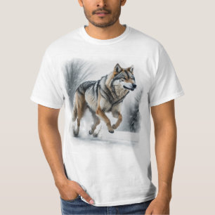 T-shirt L'art animal du loup gris
