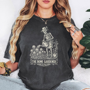 T-shirt L'art de la fleur de crâne de squelette du jardini