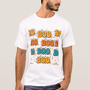 T-shirt L'art d'Halloween avec lettrage fantôme rétro BOO