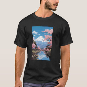 T-shirt L'Art Du Mont Fuji Au Japon Avec Des Fleurs Sakura