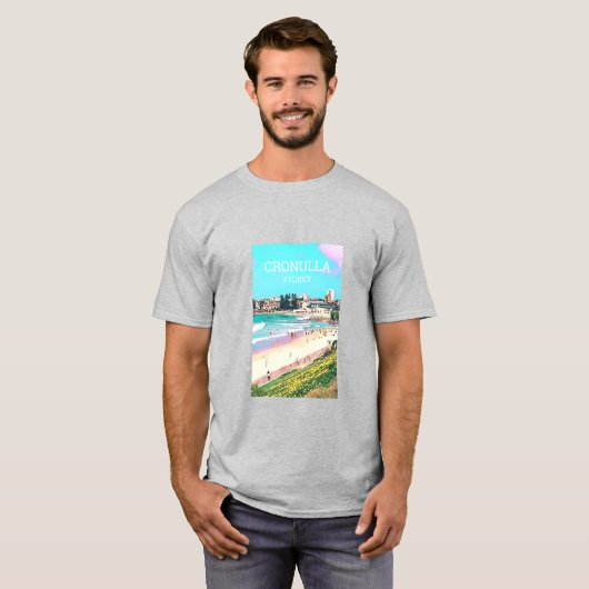 T-shirt L'art du voyage de plage australien (Devant entier)